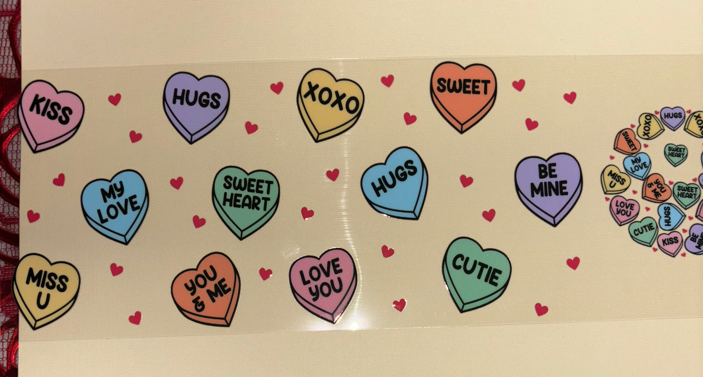 Valentines Day hearts red uv dtf wrap ( DOUBLE SIDED ) w/ lid wrap