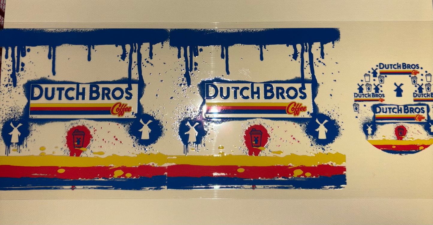 Dutch bros uv dtf wrap ( DOUBLE SIDED ) w/ lid wrap