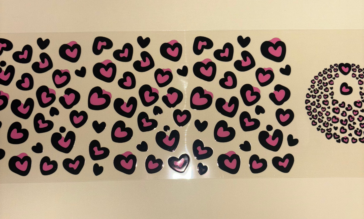 Pink hearts uv dtf wrap ( DOUBLE SIDED ) w/ lid wrap