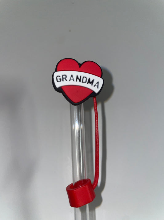 Grandma heart straw topper