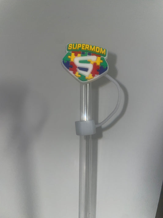 Autism supermom straw topper