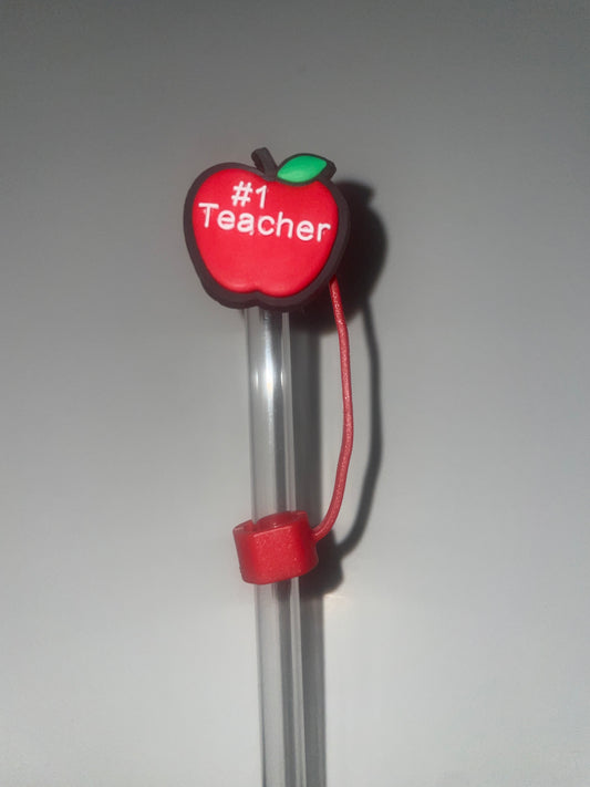 Teacher apple straw topper