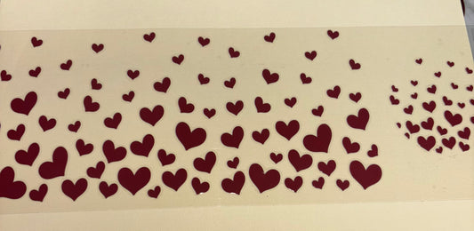 Maroon hearts uv dtf wrap ( DOUBLE SIDED ) w/ lid wrap