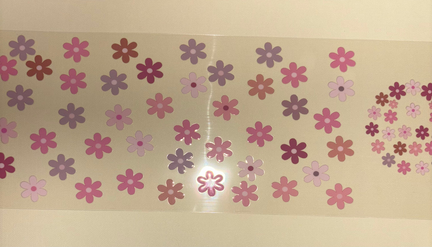 Pink purple flowers uv dtf wrap ( DOUBLE SIDED ) w/ lid wrap