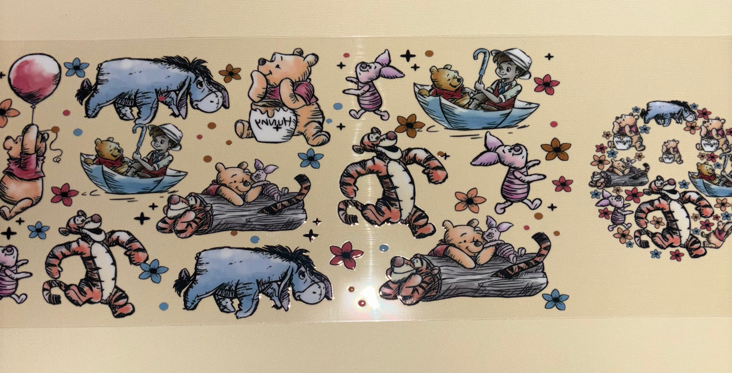 Pooh vint uv dtf wrap ( DOUBLE SIDED ) w/ lid wrap