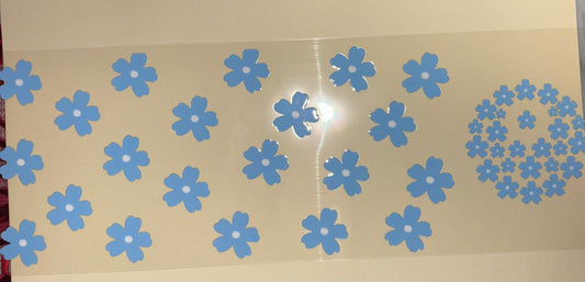Blue flowers uv dtf wrap ( DOUBLE SIDED ) w/ lid wrap