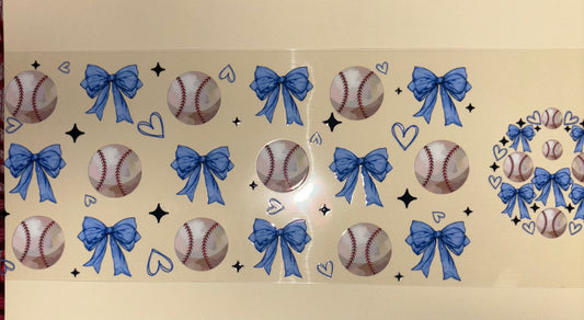 Softball bow uv dtf wrap ( DOUBLE SIDED ) w/ lid wrap