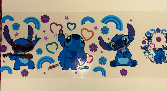 Blue drawing uv dtf wrap ( DOUBLE SIDED ) w/ lid wrap