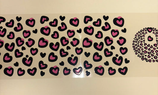 Pink hearts uv dtf wrap ( DOUBLE SIDED ) w/ lid wrap