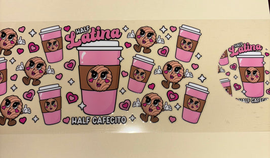 Half Latina uv dtf wrap ( DOUBLE SIDED ) w/ lid wrap