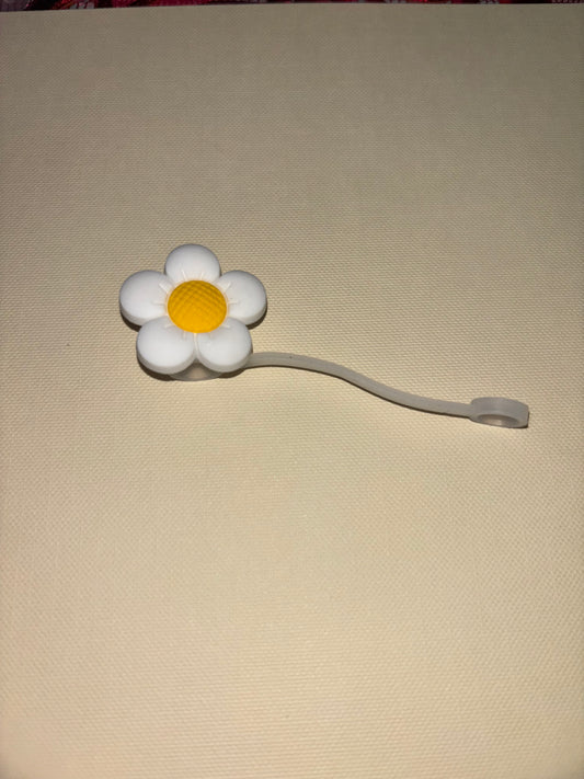 White flower straw topper