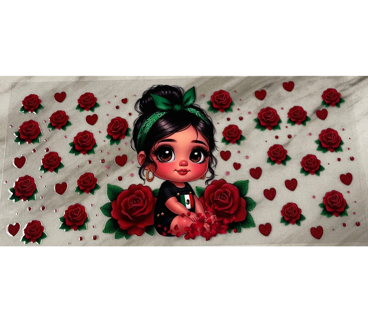 baby mexican roses uv dtf wrap ( DOUBLE SIDED  )