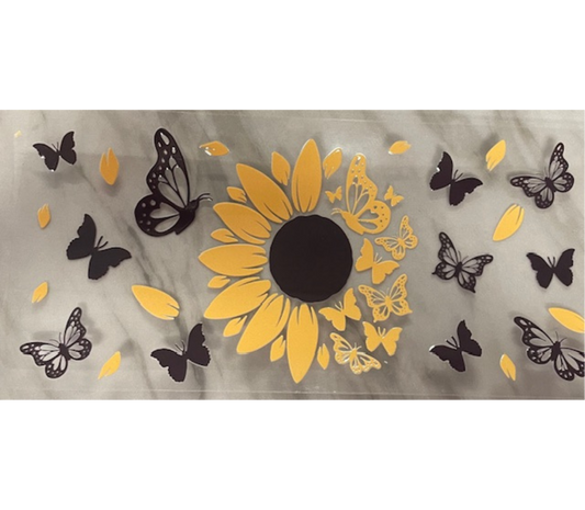 Butterflies sunflower UV DTF wrap